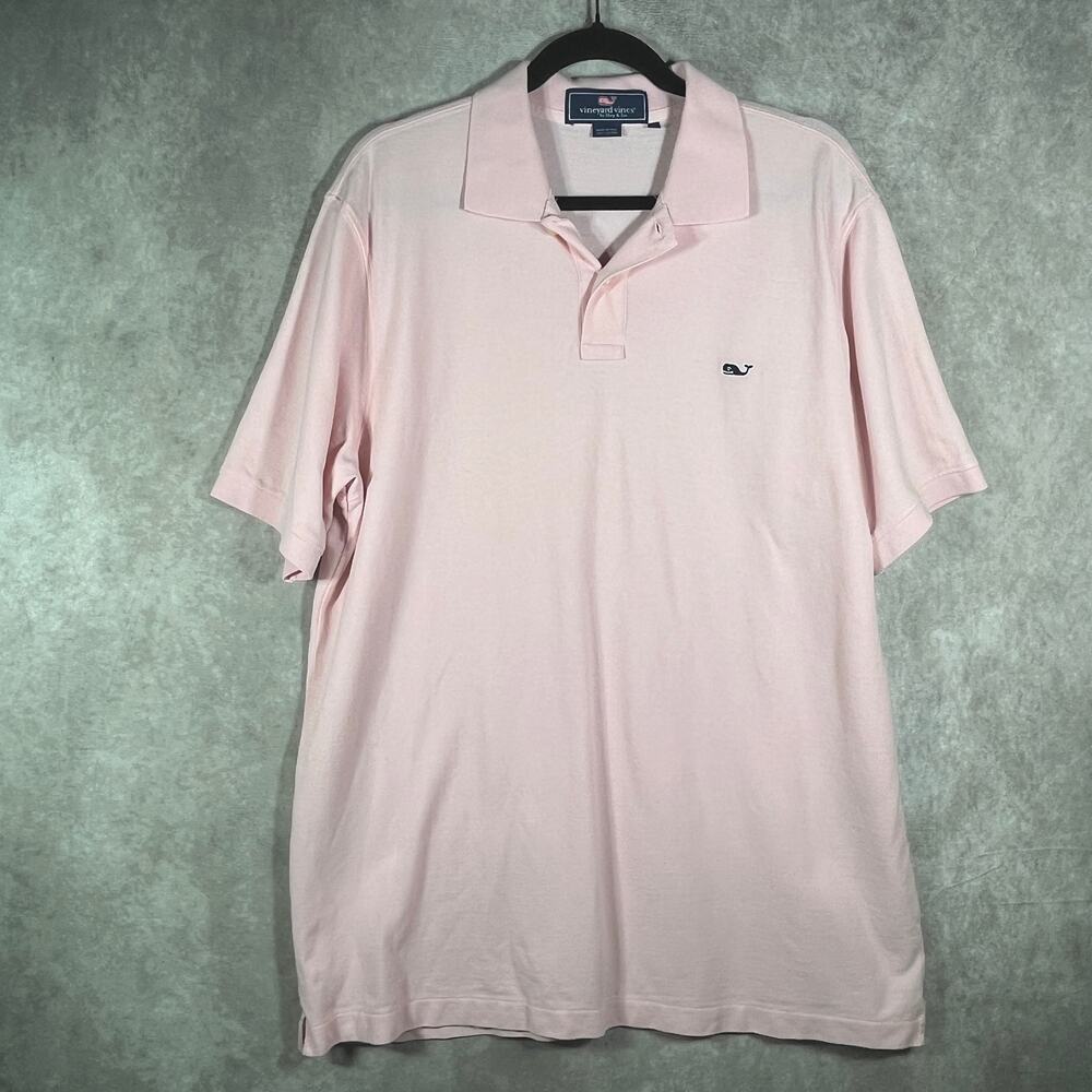 Vineyard Vines Polo Shirt Mens Large Pink Performance Cotton Short Sleeve Preppy